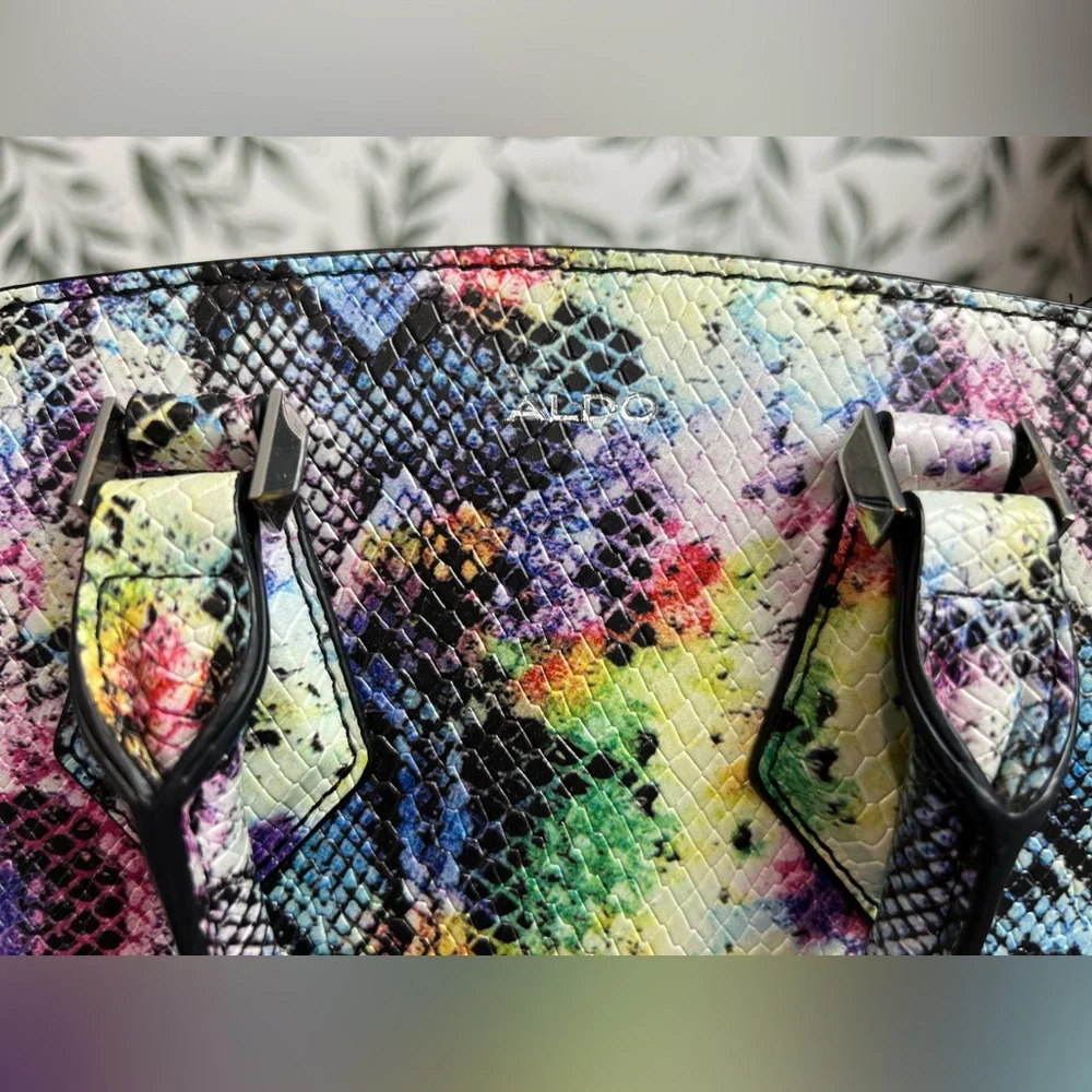 Aldo Maroubra multi-colored crocodile-embossed mini tote Crossover handbag